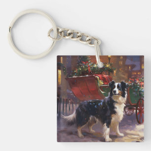 Border Collie Weihnachtsfeiertag Schlüsselanhänger
