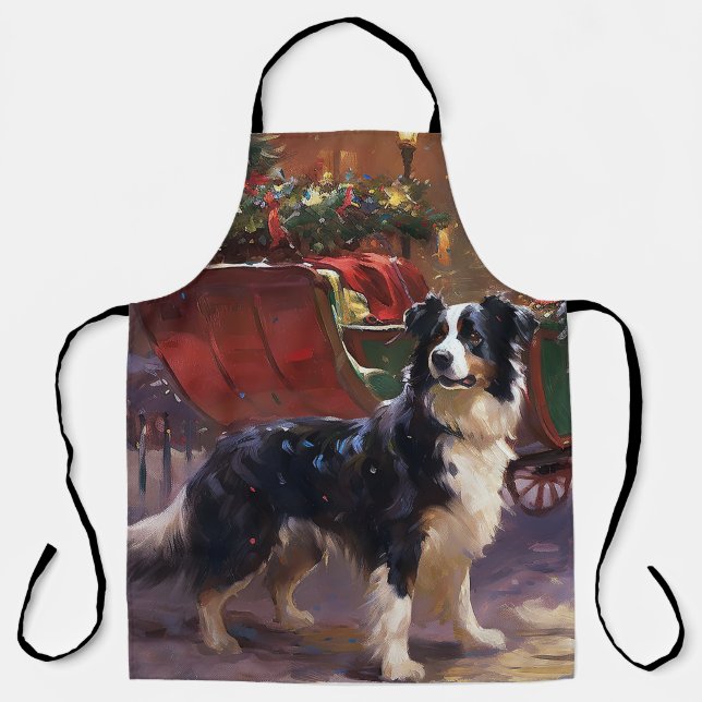 Border Collie Weihnachtsfeiertag Schürze (Vorderseite)