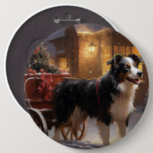 Border Collie Weihnachtsfest Saison Button