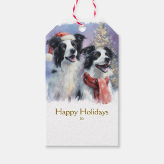Border Collie Weihnachtsgeschenk-Anhänger Geschenkanhänger