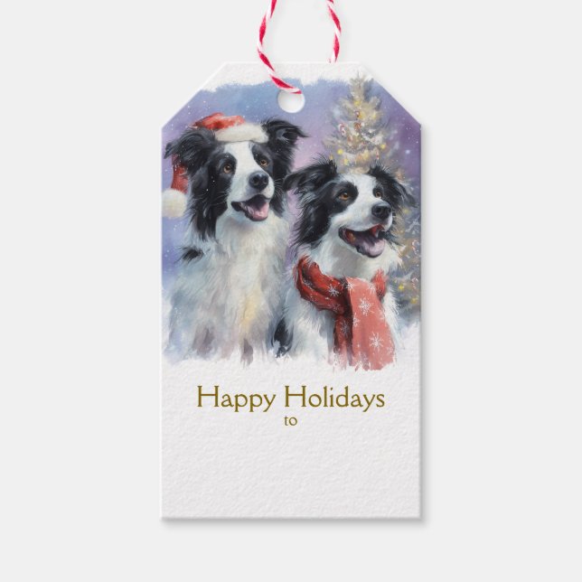 Border Collie Weihnachtsgeschenk-Anhänger Geschenkanhänger (Vorderseite)