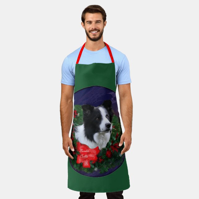 Border Collie Weihnachtsgrüße Schürze (Getragen)