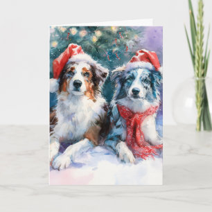 Border Collie Weihnachtsgrußkarte Feiertagskarte