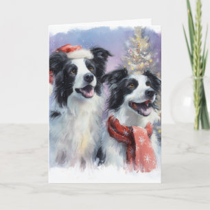 Border Collie Weihnachtsgrußkarte Feiertagskarte