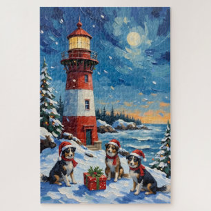 Border Collie Weihnachtsleuchtturm Urlaub Puzzle