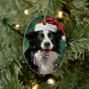 Border Collie Weihnachtsmalereien Keramik Ornament
