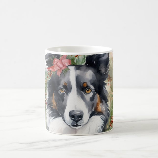 Border Collie Weihnachtsmann Festliche Jungfrau Kaffeetasse (Mittel)