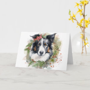 Border Collie Weihnachtsmann Festliche Jungfrau Karte