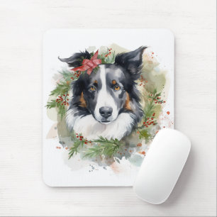 Border Collie Weihnachtsmann Festliche Jungfrau Mousepad