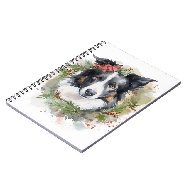 Border Collie Weihnachtsmann Festliche Jungfrau Notizblock (Linke Seite)