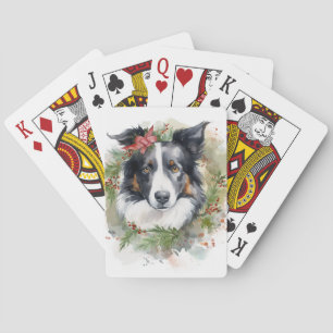 Border Collie Weihnachtsmann Festliche Jungfrau Spielkarten