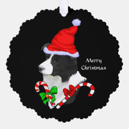 Border Collie Weihnachtsmannmütze Weihnachten Ornament Karte