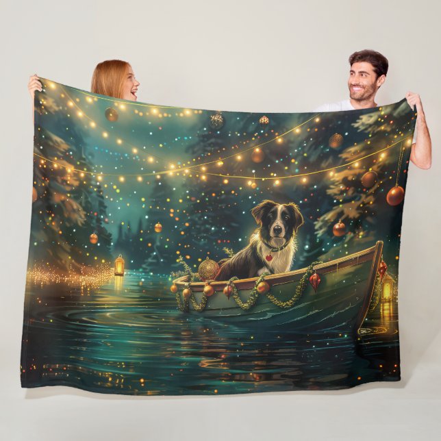 Border Collie Weihnachtsreise Fleecedecke (Beispiel)