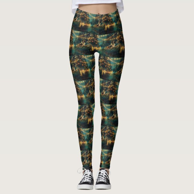 Border Collie Weihnachtsreise Leggings (Vorderseite)