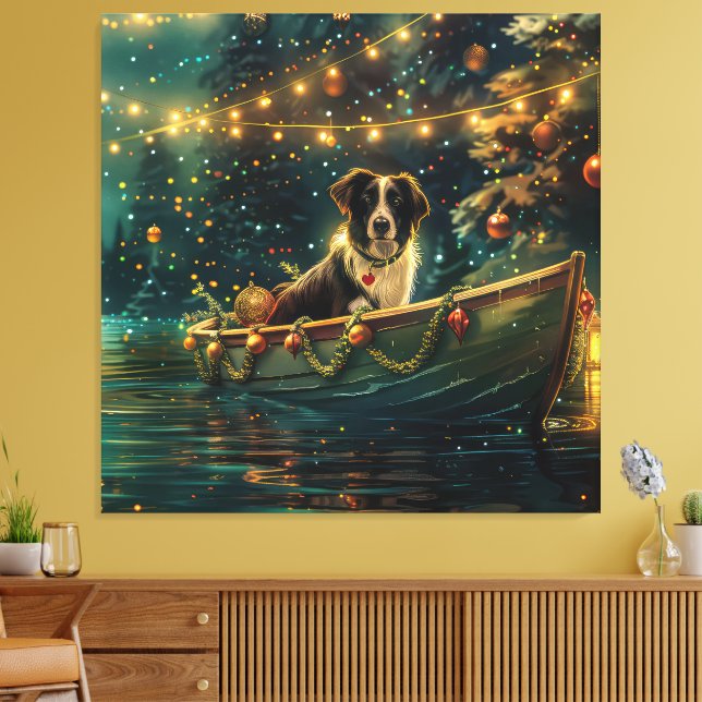 Border Collie Weihnachtsreise Leinwanddruck (Insitu (Wohnzimmer))