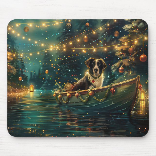 Border Collie Weihnachtsreise Mousepad (Vorne)