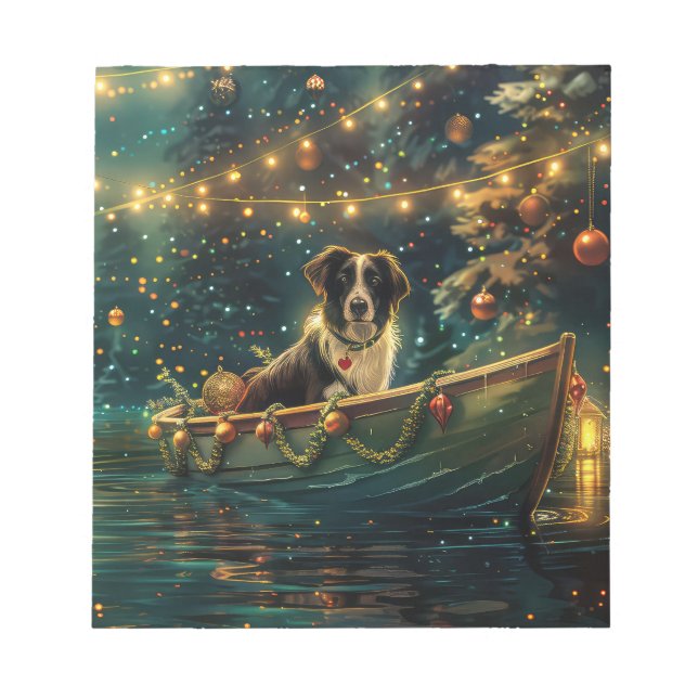 Border Collie Weihnachtsreise Notizblock (Vorderseite)