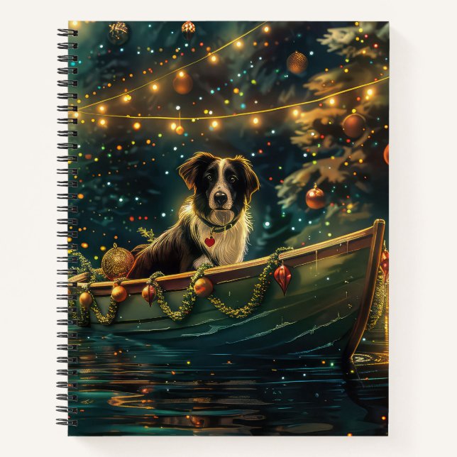 Border Collie Weihnachtsreise Notizbuch (Vorderseite)