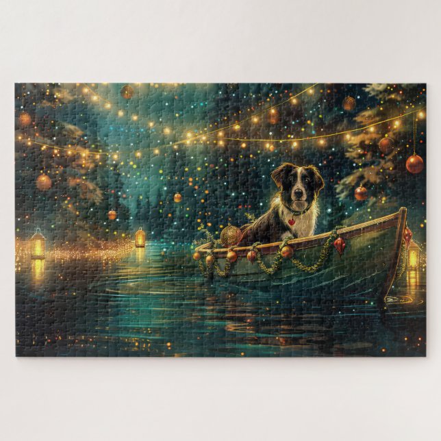 Border Collie Weihnachtsreise Puzzle (Horizontal)