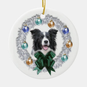 Border-Collie-Weihnachtsverzierung Keramikornament