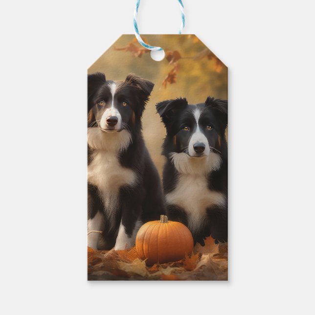 Border Collie Welpe Autumn Delight Pumpen Geschenkanhänger (Vorderseite)