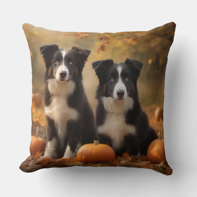 Border Collie Welpe Autumn Delight Pumpen Kissen (Vorderseite)