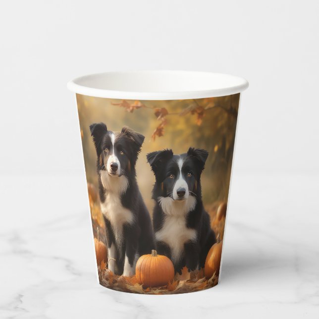 Border Collie Welpe Autumn Delight Pumpen Pappbecher (Vorderseite)