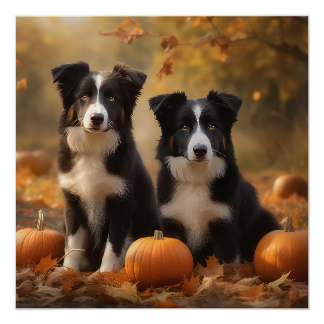 Border Collie Welpe Autumn Delight Pumpen Poster (Vorderseite)
