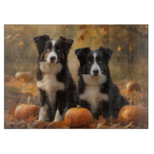 Border Collie Welpe Autumn Delight Pumpen Schneidebrett