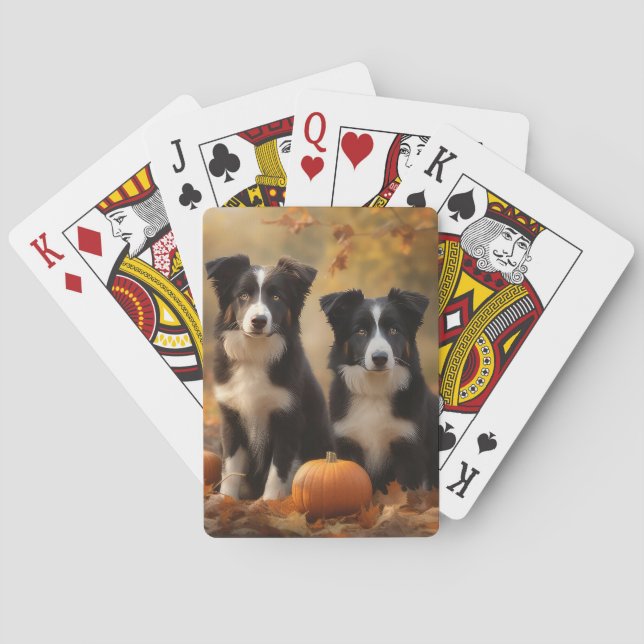 Border Collie Welpe Autumn Delight Pumpen Spielkarten (Rückseite)