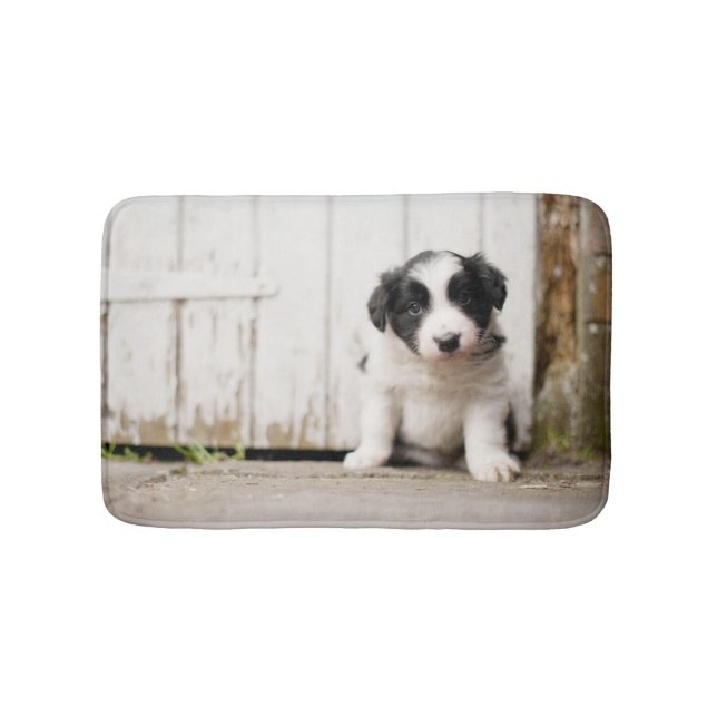 Border-Collie-Welpe Badematte (Vorderseite)