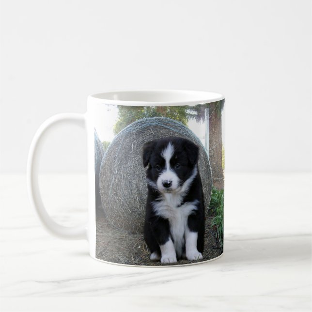 Border Collie Welpe Farm Life, Kaffeetasse (Links)