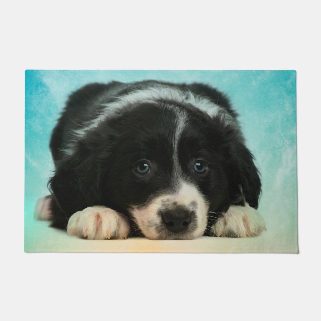 Border-Collie-Welpe Fußmatte (Vorderseite)