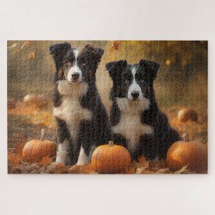 Border Collie Welpe Herbstfreude Kürbis Puzzle