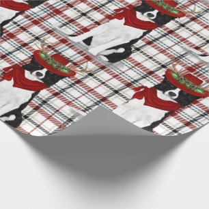Border Collie Western Holiday Kariert Weihnachten Geschenkpapier