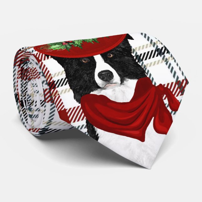 Border Collie Western Kariert Weihnachten Krawatte (Gerollt)