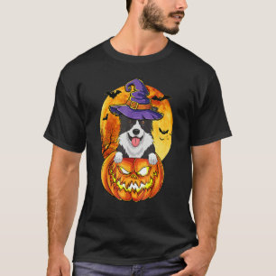 Border Collie Witch Pumpkin Halloween Hund T-Shirt