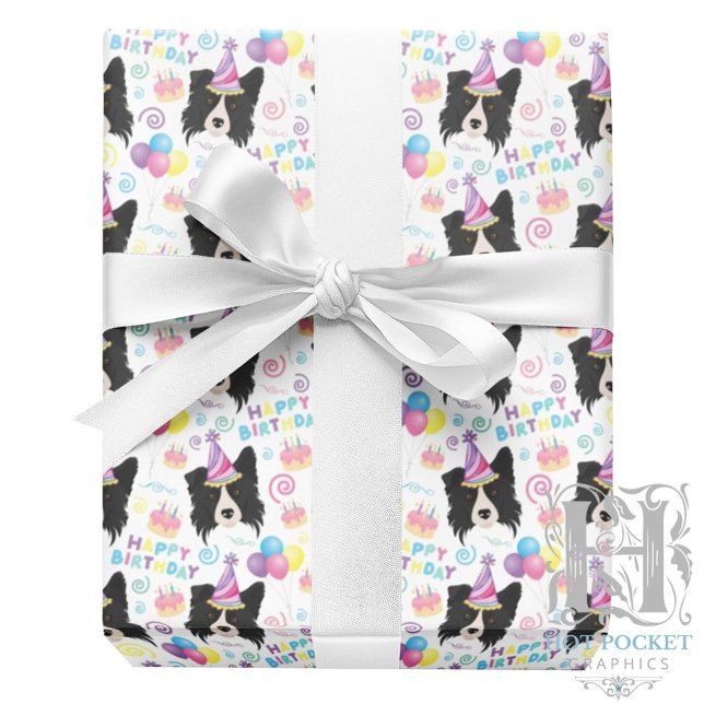 Border Collie  Wrapping Paper in White Geschenkpapier (Von Creator hochgeladen)