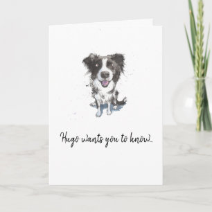 Border Collie zeichnend, personalisierter Vater Karte