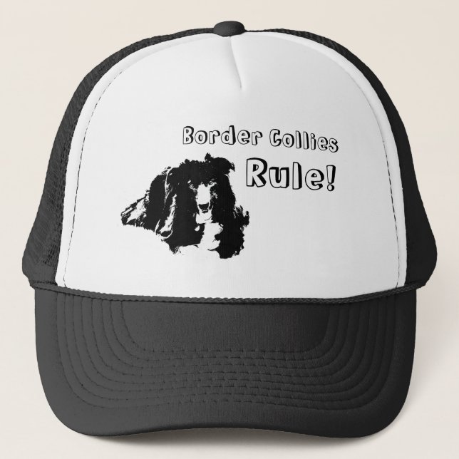 Border Collies regieren lustiger Hund  Truckerkappe (Vorderseite)