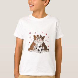 Border Collies with soccer ball for Valentine's Da T-Shirt