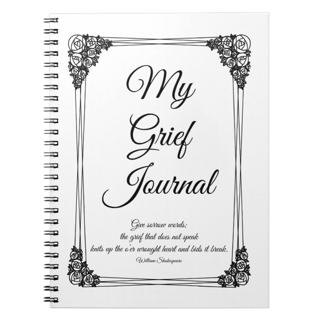 Border Gkurze Journal in Schwarz und Weiß Rose Notizblock (Vorderseite)