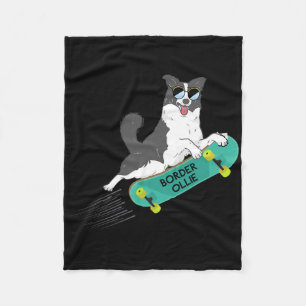 Border Ollie Lustige Wortwitz-Witze Hund Skateboar Fleecedecke