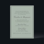 Border Script Elegant Wedding Olive Gray RSVP Einladung<br><div class="desc">This wedding invitation features a dusty sage green background,  soft black refined serif lettering,  and a clean border.</div>
