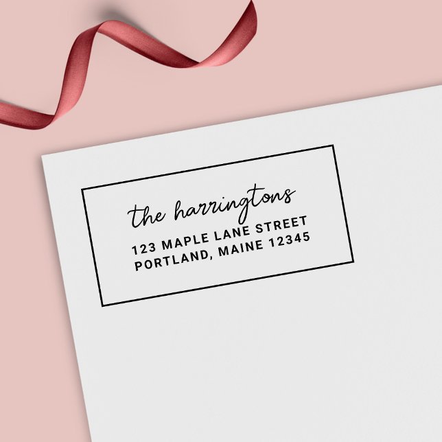 Border Stylish Script Family Name Rücksendeadresse Permastempel (Von Creator hochgeladen)