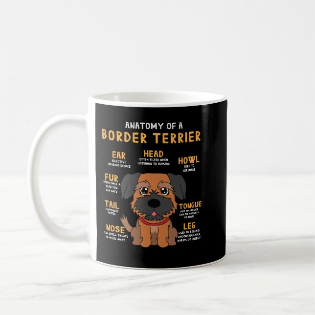 Border Terrier Anatomie Funny Dog Mama Vater Niedl Kaffeetasse (Links)
