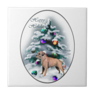 Border Terrier Christmas Fliese
