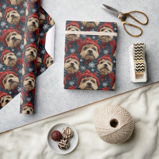 Border Terrier Christmas Geschenkpapier (Kunsthandwerk)