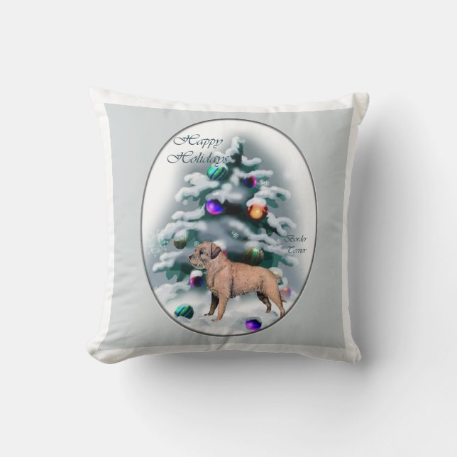 Border Terrier Christmas Kissen (Vorderseite)