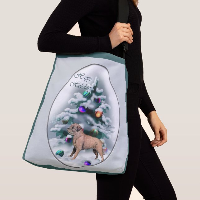 Border Terrier Christmas Tragetaschen Mit Langen Trägern (Von Nahem)